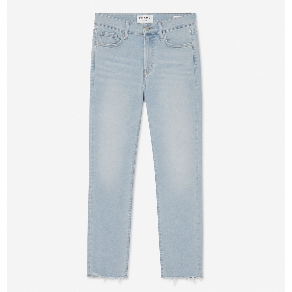 FRAME Denim‎ Le Skinny De Jeanne Crop Jeans Light Wash Raw Hem Size 28 NWT - Picture 2 of 9